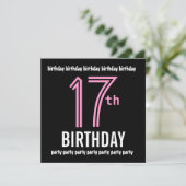 17e verjaardag van het Moderne Zwarte en Kleurnumm Kaart (Staand voorkant)