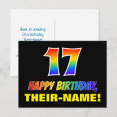17e verjaardag: Vet, Vun, eenvoudig, regenboog 17 Briefkaart (Voorkant / Achterkant)