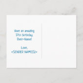 17e verjaardag: Vet, Vun, eenvoudig, regenboog 17 Briefkaart (Achterkant)