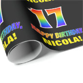 17e verjaardag: Vet, Vun, eenvoudig, regenboog 17 Cadeaupapier (Rol Hoek)