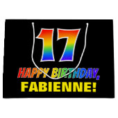 17e verjaardag: Vet, Vun, eenvoudig, regenboog 17 Groot Cadeauzakje (Voorkant)