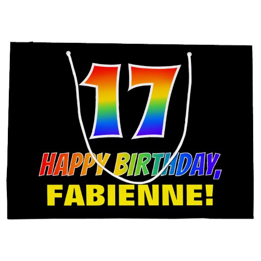 17e verjaardag: Vet, Vun, eenvoudig, regenboog 17 Groot Cadeauzakje (Achterkant)
