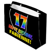 17e verjaardag: Vet, Vun, eenvoudig, regenboog 17 Groot Cadeauzakje (Achterkant Gekanteld)