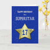 17e verjaardag voor een superster kaart (Gele Bloem)