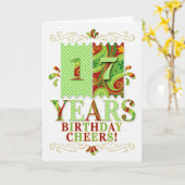 17e verjaardag voor jongens en meisjes in het groe kaart (Gele Bloem)