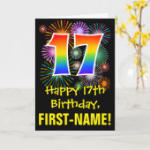 17e verjaardag: Vuurwapenpatroon en regenboog 17 Kaart (Gele Bloem)