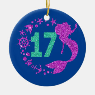 17e verjaardag Zeemeermeisje 17 jaar oud Keramisch Ornament