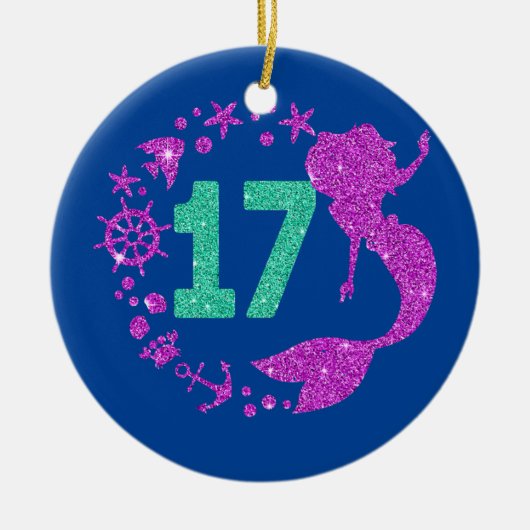 17e verjaardag Zeemeermeisje 17 jaar oud Keramisch Ornament (Voorkant)