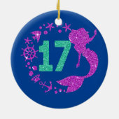 17e verjaardag Zeemeermeisje 17 jaar oud Keramisch Ornament (Achterkant)