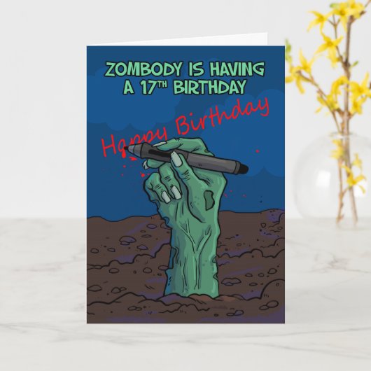 17e verjaardag, Zombie Hand schrijven van een beri Kaart (Gele Bloem)