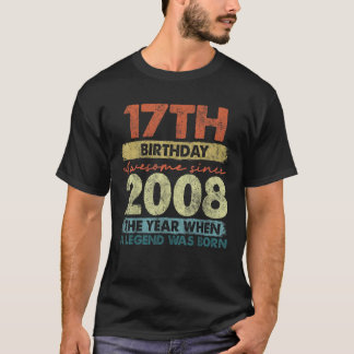 17e Verjaardag Zwart Unisex Jeugd Kleine V Nek Str T-shirt