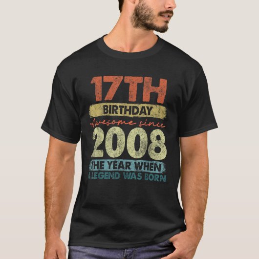17e Verjaardag Zwart Unisex Jeugd Kleine V Nek Str T-shirt (Voorkant)