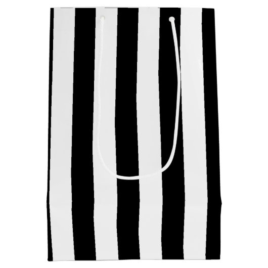 17e verjaardag zwart-witte strepen medium cadeauzakje (Achterkant)