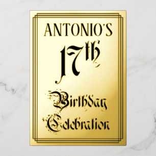 17e verjaardagsfeest — Elegant Schrift + Aangepast Folie Uitnodiging
