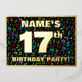 17e Verjaardagsfeest — Leuke, Kleurrijke Muziek Sy Folie Uitnodiging (Voorkant)