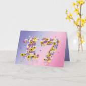 17e verjaardagskaart met bloemrijke letters kaart (Gele Bloem)