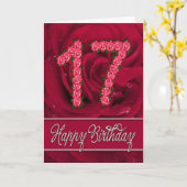 17e verjaardagskaart met rozen en bladeren kaart (Gele Bloem)