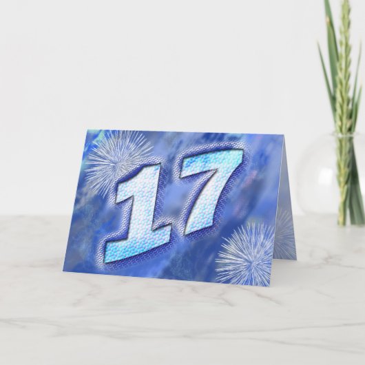 17e verjaardagskaart met vuurwerk kaart (Voorkant)