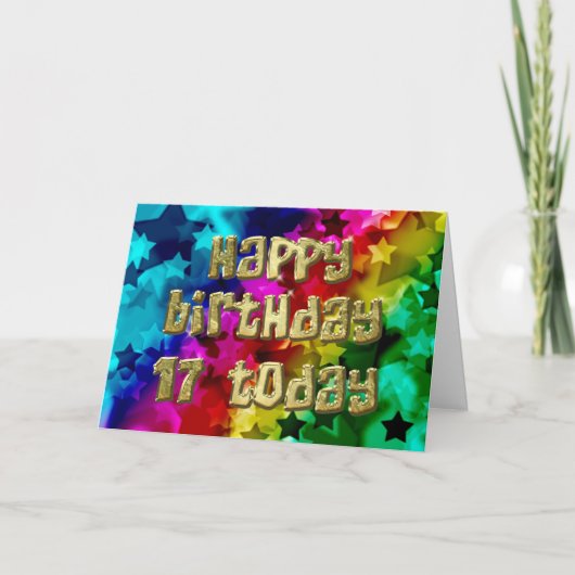 17e verjaardagskaart van Bright Stars Kaart (Voorkant)