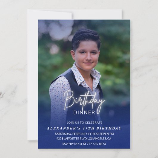 17e verjaardagsuitnodiging Verjaardagsdiner Foto M Kaart (Voorkant)
