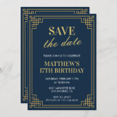 17e verjaardagsuitnodigingen Mannen Save the date  Kaart (Voorkant / Achterkant)