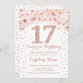 17e Verrassingsfeest - White Rose Gold Kaart (Voorkant / Achterkant)