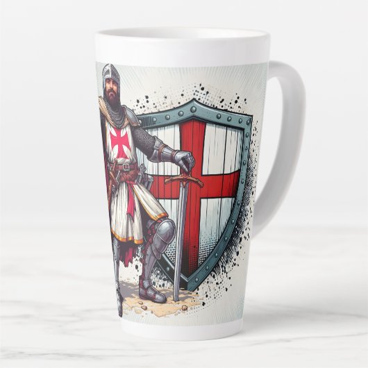 17oz Latte Mok met Crusader Knight ontwerp (Rechterhoek)