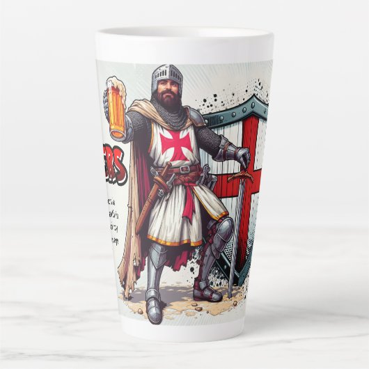 17oz Latte Mok met Crusader Knight ontwerp (Voorkant)