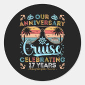 17th Anniversary Cruise Celebrating 17 Years Coupl Ronde Sticker (Voorkant)