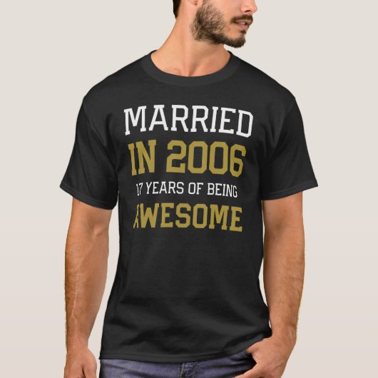 17th Anniversary for Men Married In 2006 Couples H T-shirt (Voorkant)
