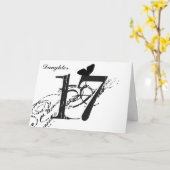 17th birthday, daughter, butterfly, black & white. kaart (Gele Bloem)