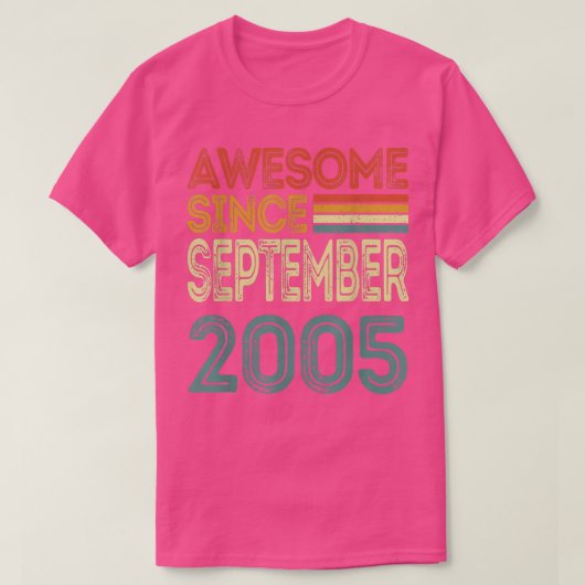 17th Birthday Gift Awesome Since September 2005 17 T-shirt (Design voorkant)