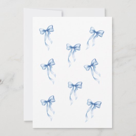 17th Birthday Invitation Blue Bow for Girls Kaart (Achterkant)