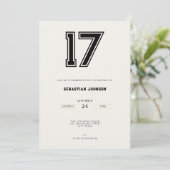 17th Birthday Invitation - Minimal Sport Style Kaart (Staand voorkant)