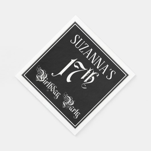 17th Birthday Party — Fancy Script + Custom Name Servet (Hoek)