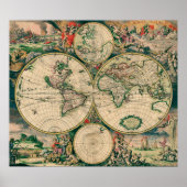 17th Century World Map - Poster (Voorkant)