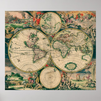 17th Century World Map - Poster