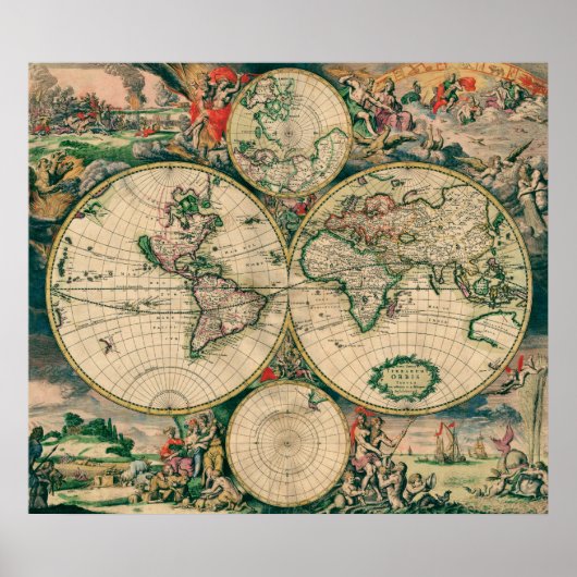 17th Century World Map - Poster (Voorkant)