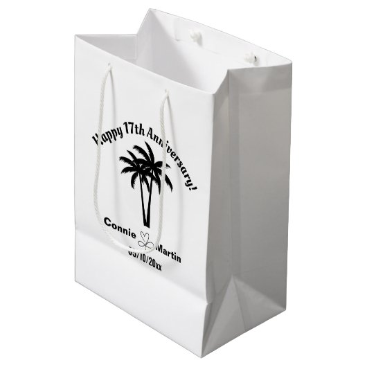 17th Wedding Anniversary Palm Trees Medium Cadeauzakje (Voorkant Gekanteld)