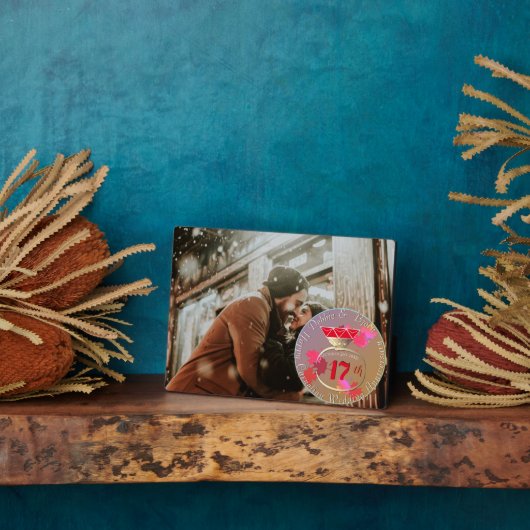 17th Wedding Jubileum Aangepaste foto horizontaal Fotoplaat (Zijkant)