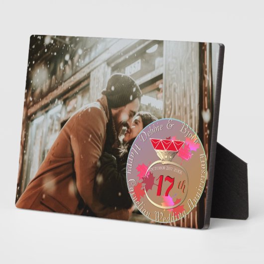 17th Wedding Jubileum Aangepaste foto horizontaal Fotoplaat (Zijkant)