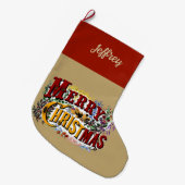 1800  vrolijke kerst | Kleurrijk Grote Kerstsok (Voorkant (Hangend))