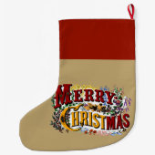 1800  vrolijke kerst | Kleurrijk Grote Kerstsok (Achterkant)