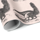  1800s Aardvark Pink Retro Ant Eater Cadeaupapier (Rol Hoek)