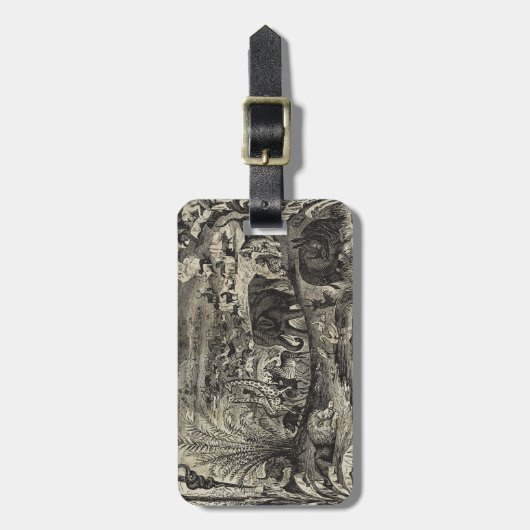  1800s Afrikaanse dieren ter illustratie van diere Bagagelabel (Voorkant verticaal)