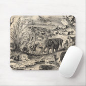 1800s Afrikaanse dieren ter illustratie van diere Muismat (Met muis)