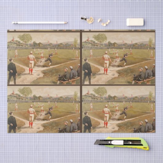  1800s Baseball-ontvlechting Tissuepapier (Craft)