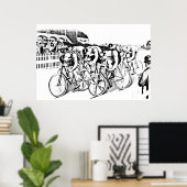 1800s Bicycle Race Art-illustratie Poster (Thuiskantoor)