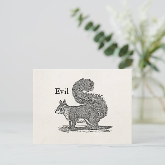  1800s Evil Squirrel Illustratie Briefkaart (Staand voorkant)
