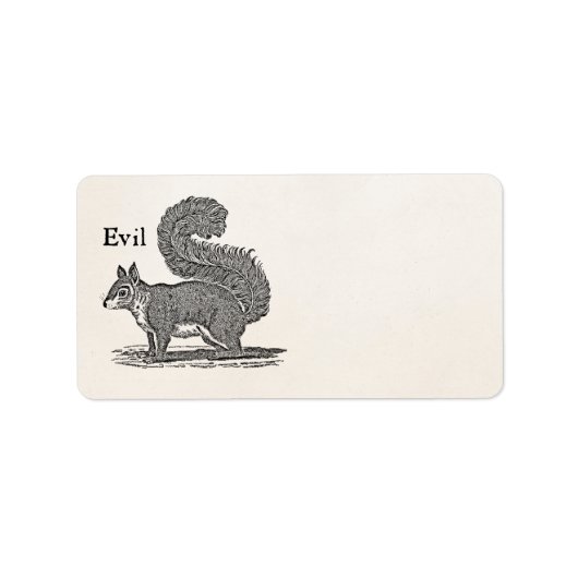 1800s Evil Squirrel Illustratie Etiket (Voorkant)